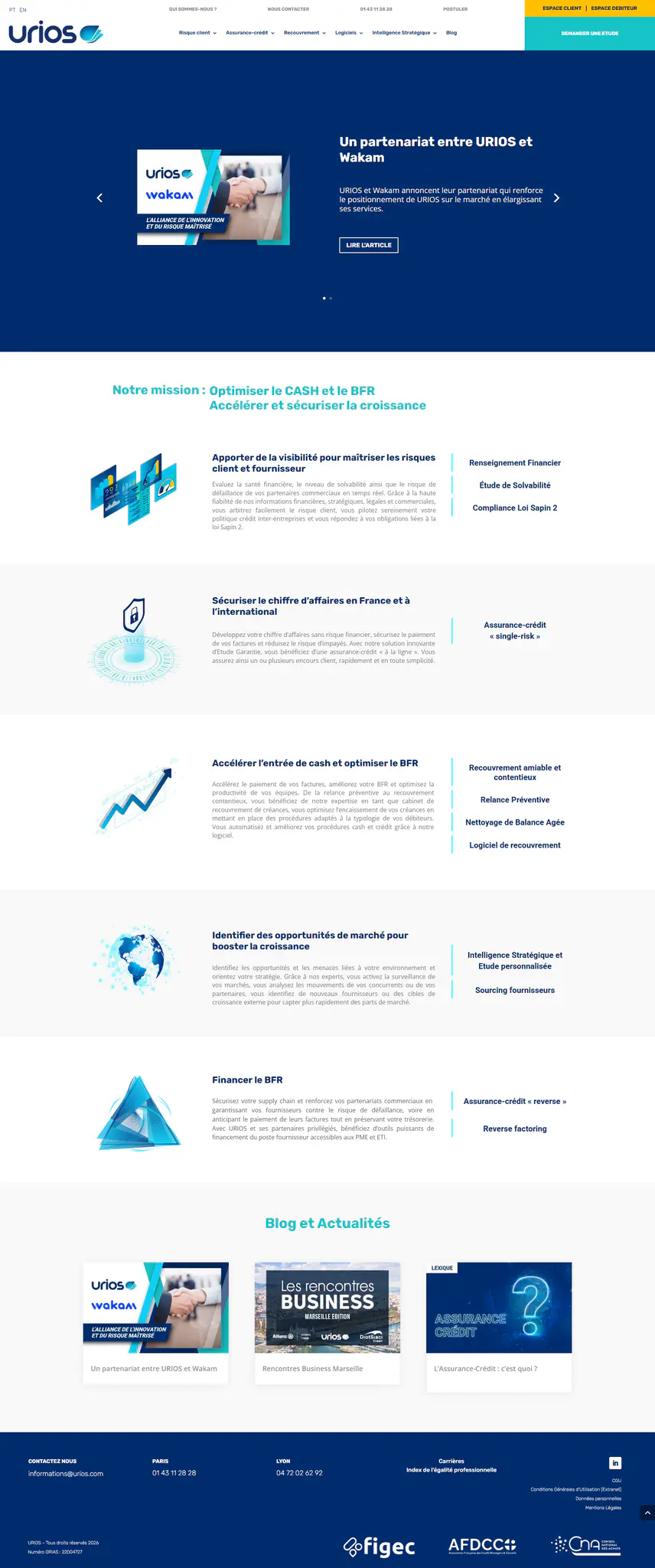 Interface du SaaS Urios